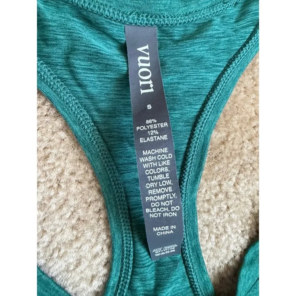 Vuori Lux Performance Racerback Tank Top Teal Green Blue Small Heathered Workout - Picture 3 of 7